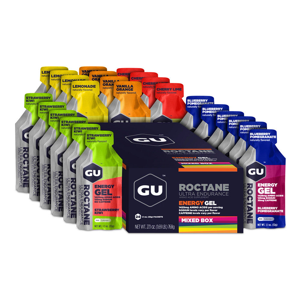 GU Energy Roctane Ultra Endurance Energy Gel, Vegan, Gluten-Free, Kosher, and Dairy-Free On-The-Go Sports Nutrition for Running, Biking, Hiking or Skiing, (24 Packets)