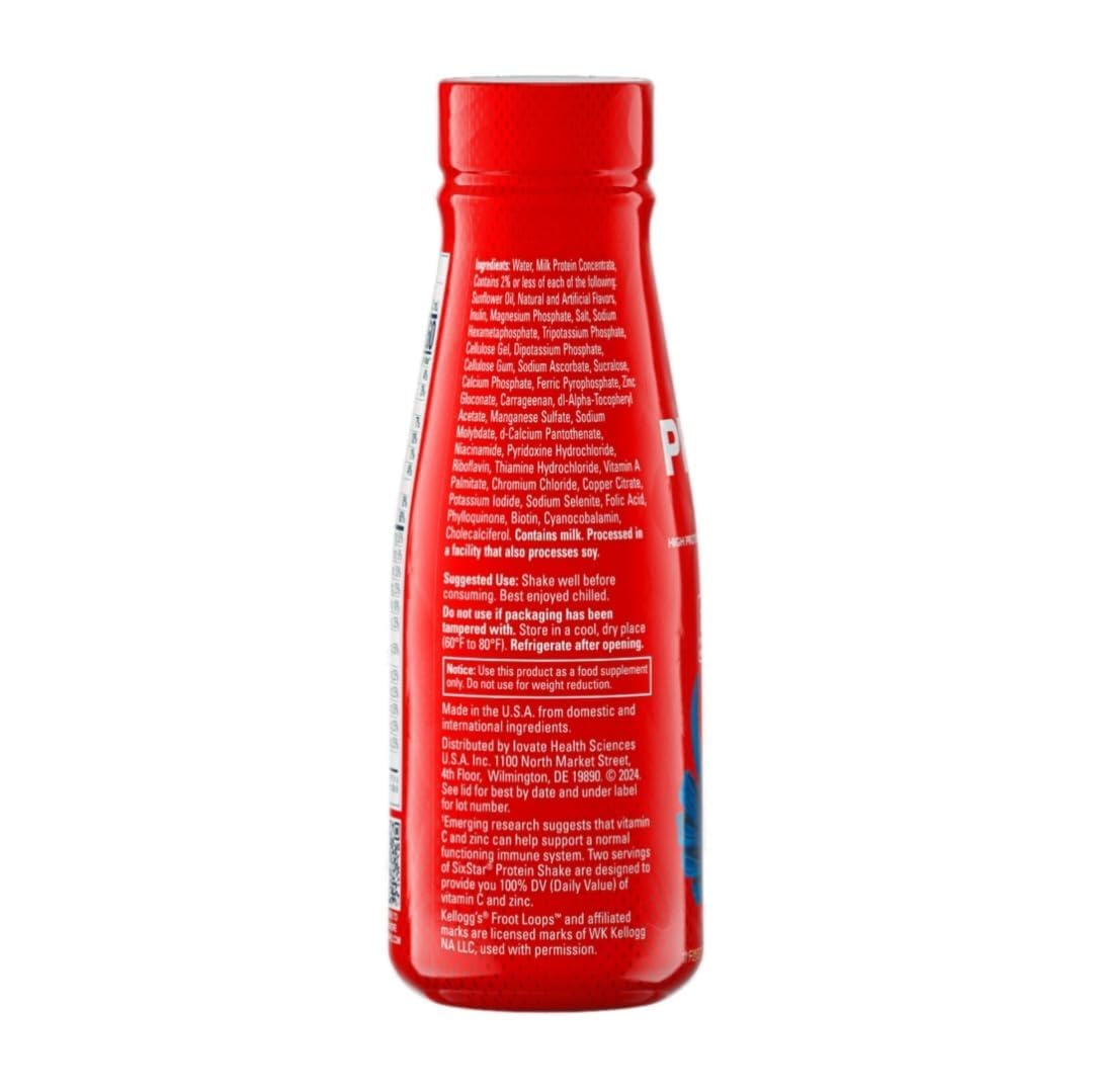 Six Star Kellogg's 30g Loops Protein Shake, (Pack of 15) | 160 Calories, 24 Vitamins and Minerals 1g Sugar |Muscle Building & Recovery Plus Immune Support for Men & Women | 11 Fl oz Bottle, 15 pk