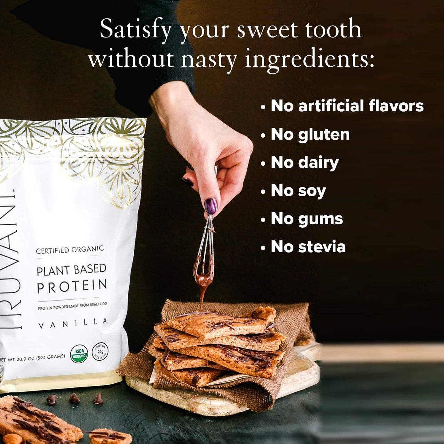 Organic Vegan Protein Powder, Organic Pea Protein Powder, Vegan, Non GMO, Gluten/Diary Free, Vanilla, 20.9Oz (1Pk, 20 Servings)