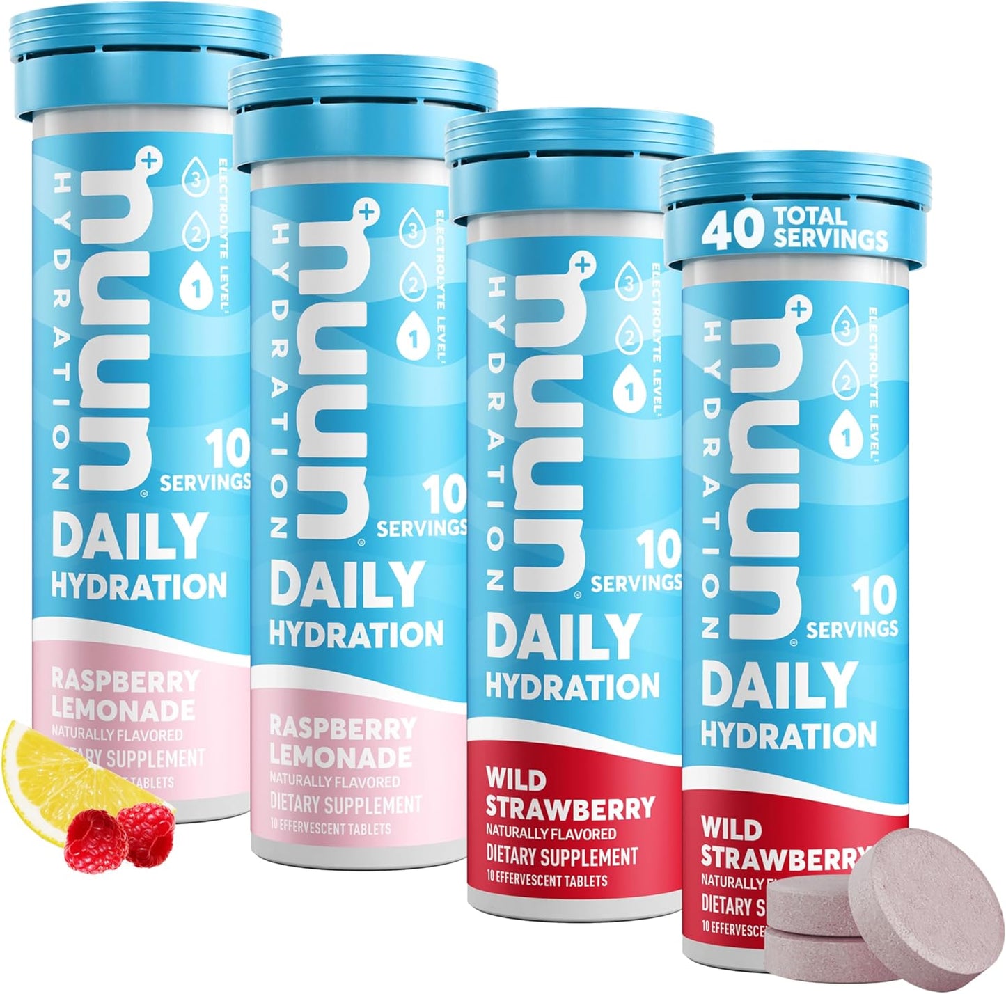 Hydration Daily, Wellness Electrolyte Tablets, Mixed Berry, 4 Pack (40 Servings)