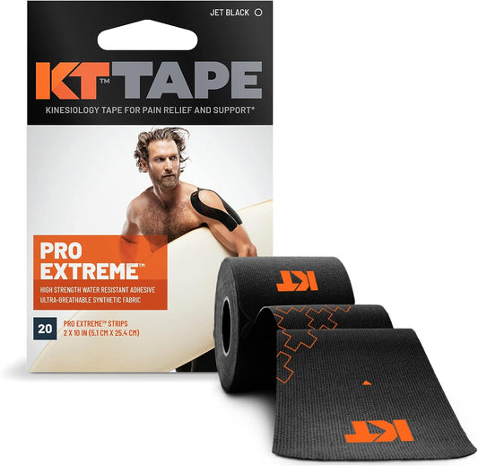 , Pro Extreme Synthetic Kinesiology Athletic Tape, 20 Count, 10” Precut Strips