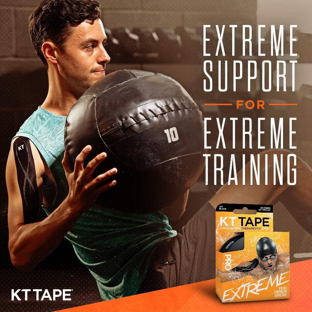 , Pro Extreme Synthetic Kinesiology Athletic Tape, 20 Count, 10” Precut Strips