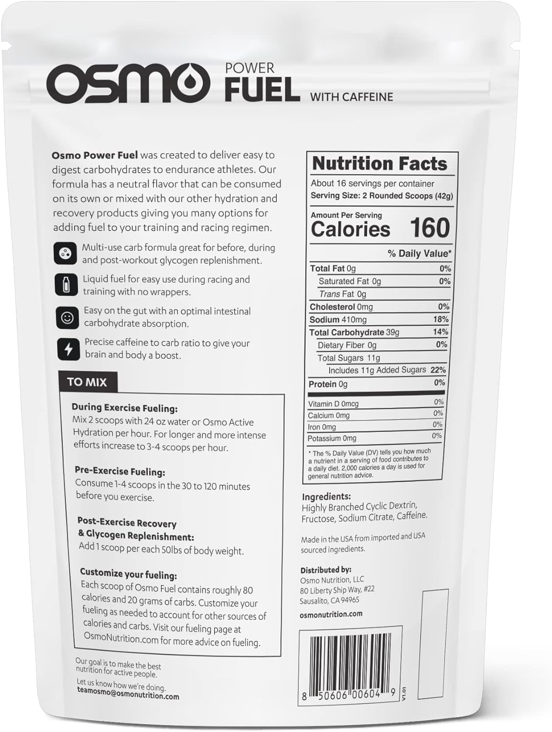 Power Fuel with Caffeine | Cluster Dextrin Carbohydrate Mix | Rapid Fuel for Endurance Athletes | NO GI Distress | Neutral Flavor |16 Servings