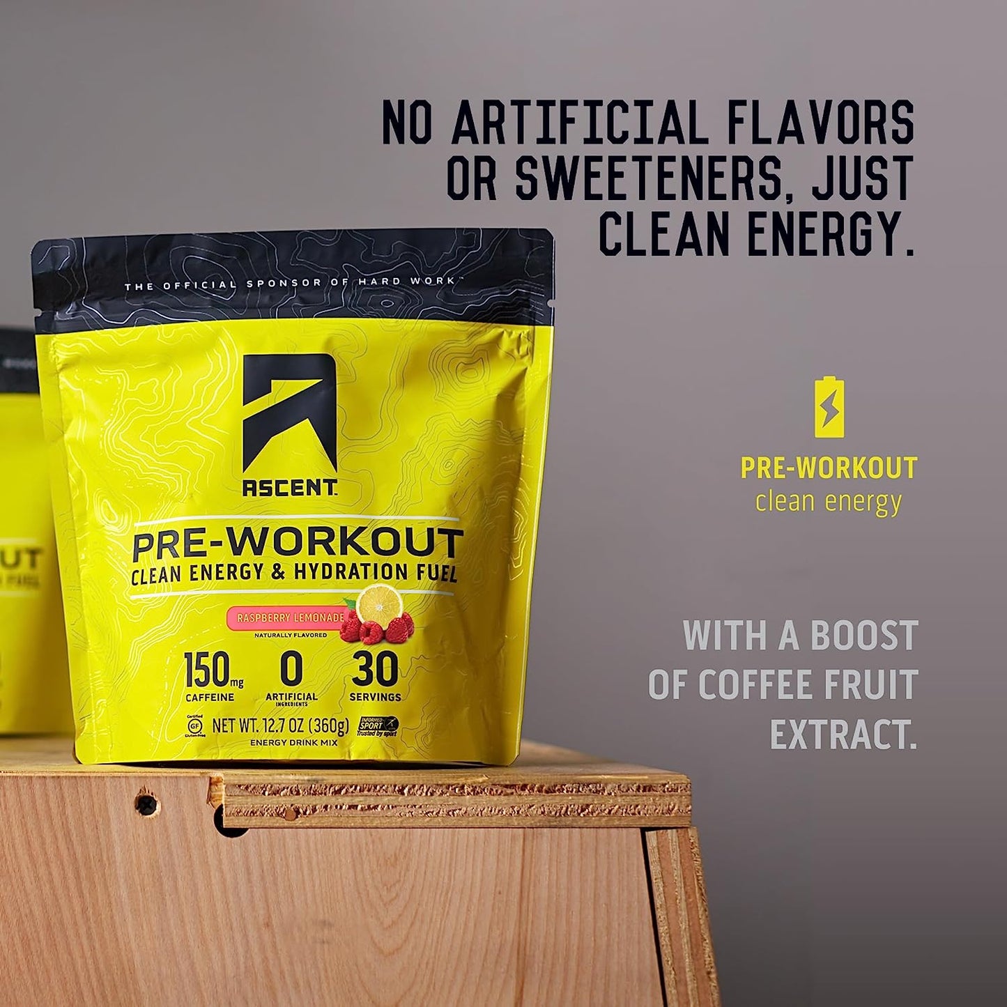Pre Workout Powder - Preworkout for Men & Women with No Artificial Ingredients or Flavors - Clean Energy with 150G Caffeine & 250G Electrolytes - Raspberry Lemonade, 30 Servings