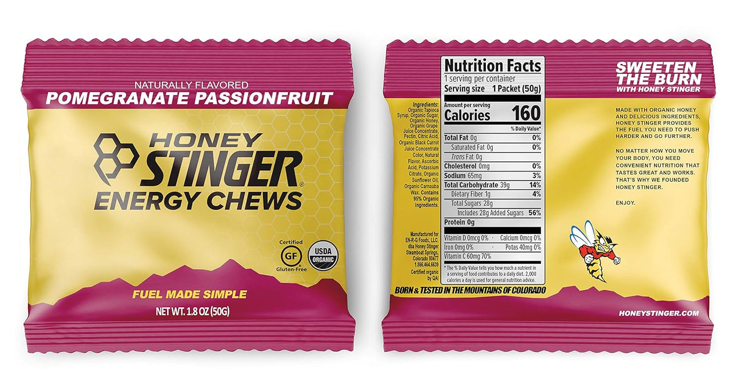 Organic Energy Chews – Variety Pack with Sticker – 8 Count – Chewy Gummy Energy Source for Any Activity - Pink Lemonade, Fruit Smoothie, Pomegranate Passionfruit & Cherry Blossom