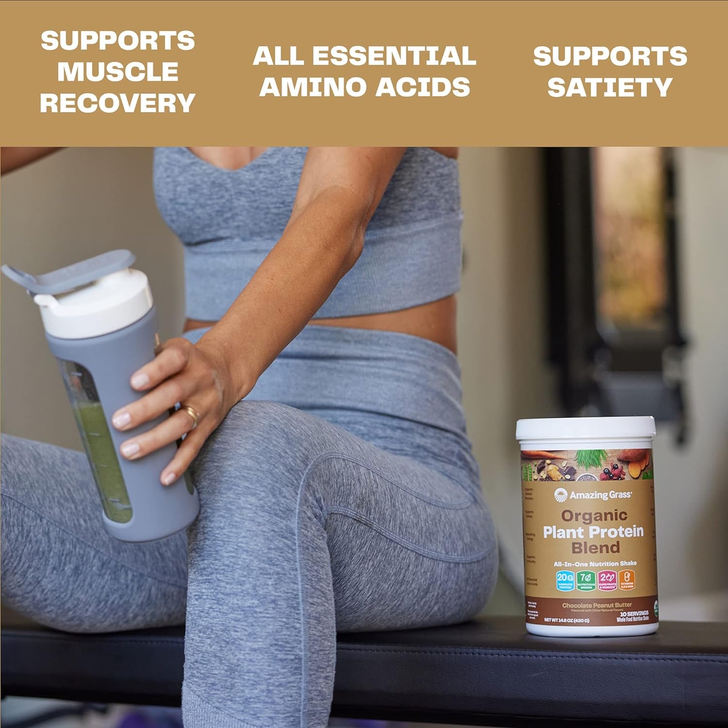 Organic Plant Protein Blend: Vegan Protein Powder, New Protein Superfood Formula, All-In-One Nutrition Shake with Beet Root, Chocolate Peanut Butter, 10 Servings, 14.8 Ounce (Pack of 1)