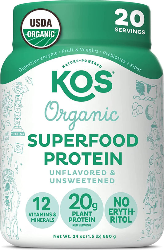 Vegan Protein Powder, Unflavored & Unsweetened - Low Carb Pea Protein Blend, Organic Superfood Rich in Vitamins & Minerals - Keto, Soy, Dairy Free - Meal Replacement for Women & Men - 20 Servings