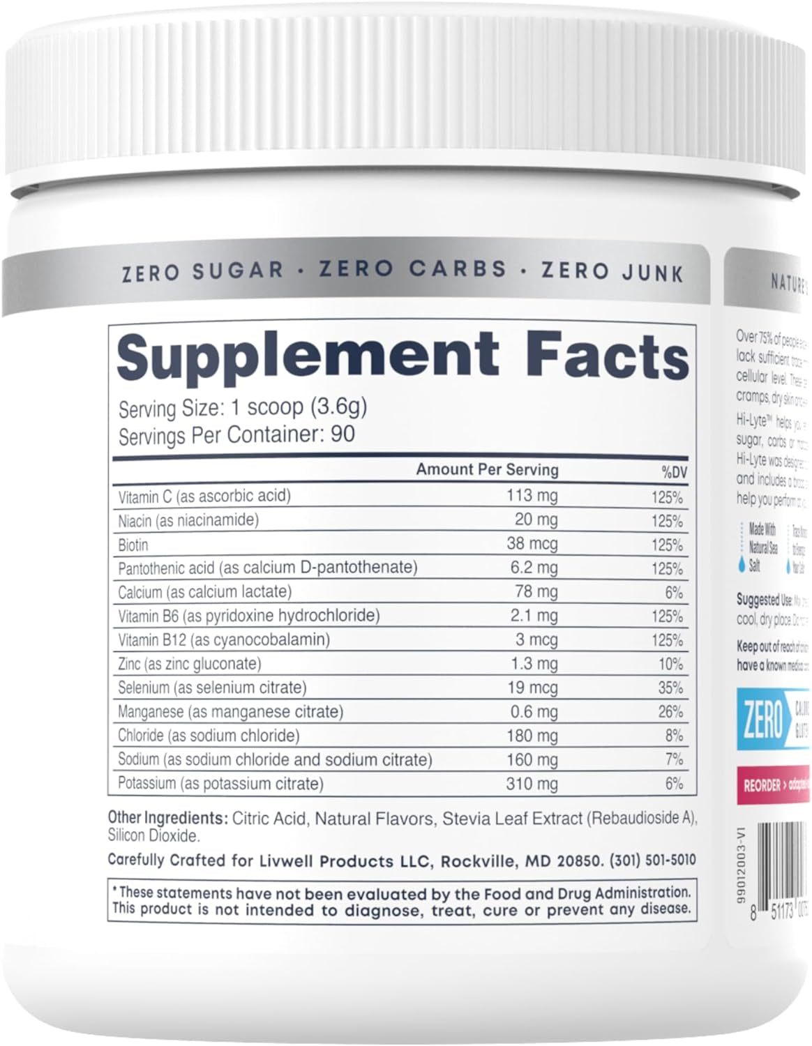 Hi-Lyte Raspberry Electrolyte Powder, Daily Hydration Supplement Drink Mix, 90 Servings | Sugar-Free, 0 Calories, 0 Carbs | No Maltodextrin. Gluten-Free | Supports Keto | Light Refreshing Flavor