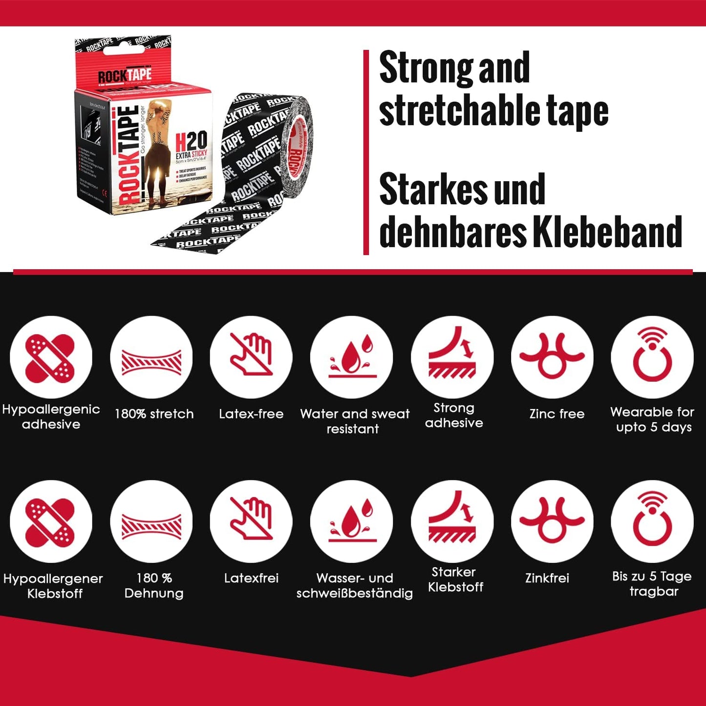 Extra Sticky 2-Inch Kinesiology Tape (Logo Black)