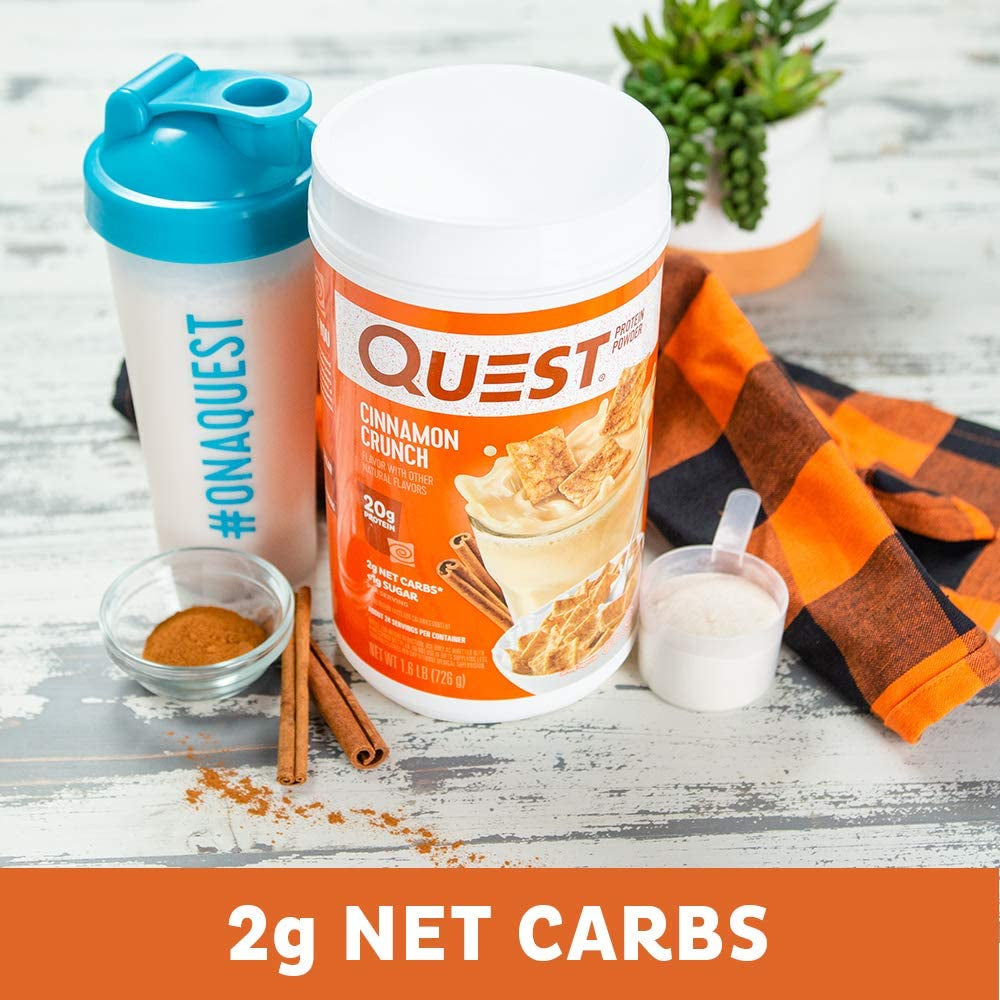 Cinnamon Crunch Protein Powder, 20G Protein, 2G Net Carb, 1G Sugar, Low Carb, Gluten Free, 1.6 Pound, 24 Servings