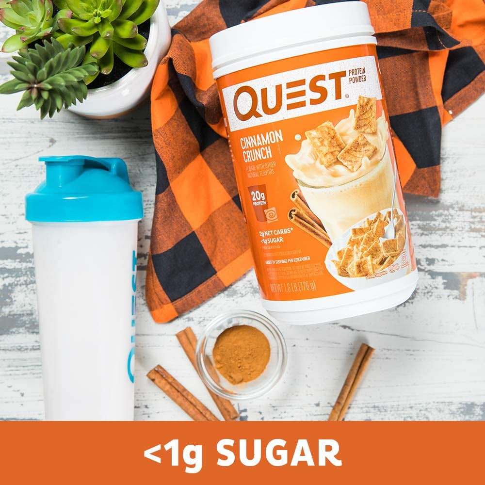 Cinnamon Crunch Protein Powder, 20G Protein, 2G Net Carb, 1G Sugar, Low Carb, Gluten Free, 1.6 Pound, 24 Servings