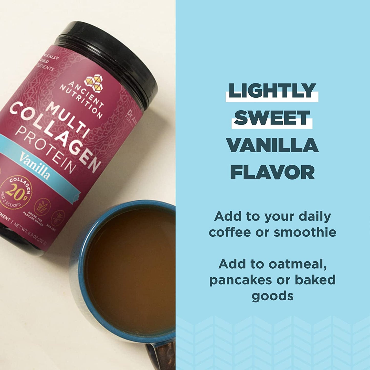 Collagen Powder Protein by , Multi Collagen Vanilla Protein Powder, 45 Servings, with Vitamin C, Hydrolyzed Collagen Peptides Supports Skin and Nails, Gut Health, 16.7Oz