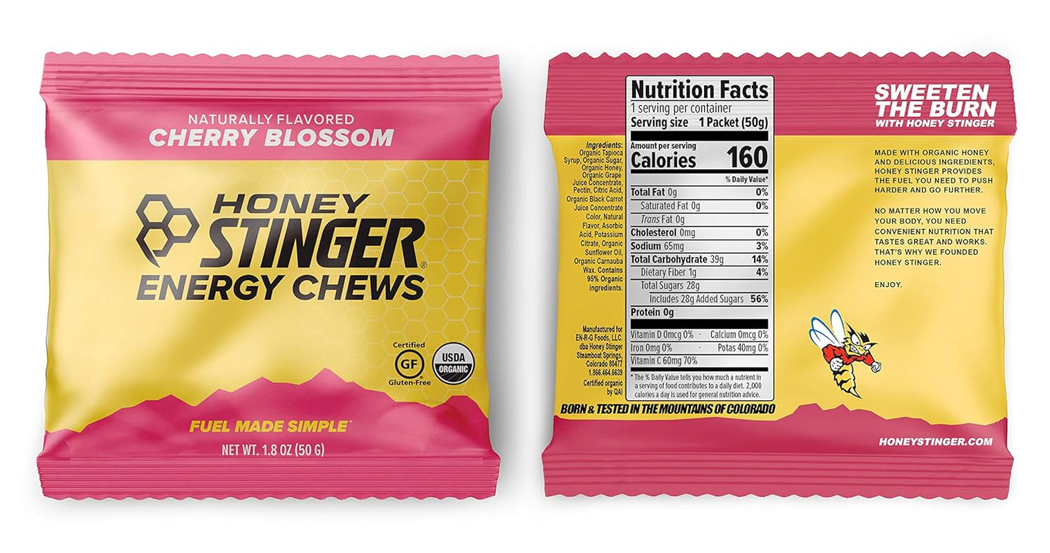 Organic Energy Chews – Variety Pack with Sticker – 8 Count – Chewy Gummy Energy Source for Any Activity - Pink Lemonade, Fruit Smoothie, Pomegranate Passionfruit & Cherry Blossom