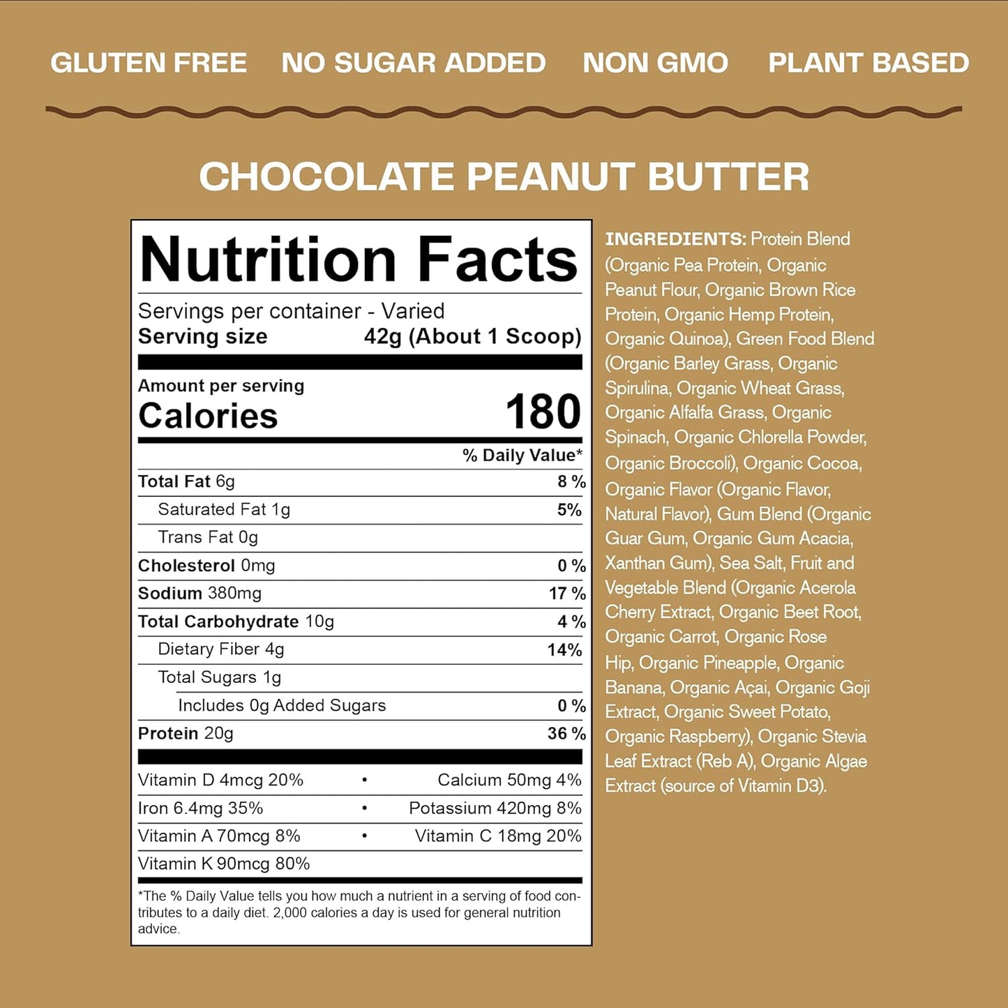 Organic Plant Protein Blend: Vegan Protein Powder, New Protein Superfood Formula, All-In-One Nutrition Shake with Beet Root, Chocolate Peanut Butter, 10 Servings, 14.8 Ounce (Pack of 1)