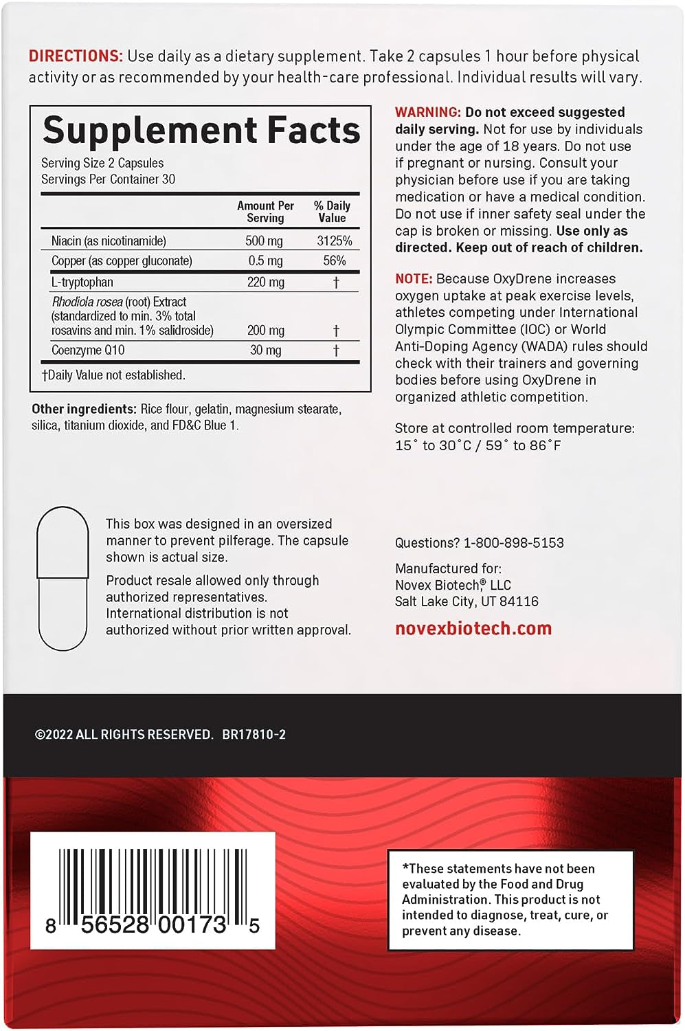 Oxydrene NAD+ Enhancer - Natural Supplement Promoting Metabolism and Cardiovascular Support for Men and Women - (60 Capsules)