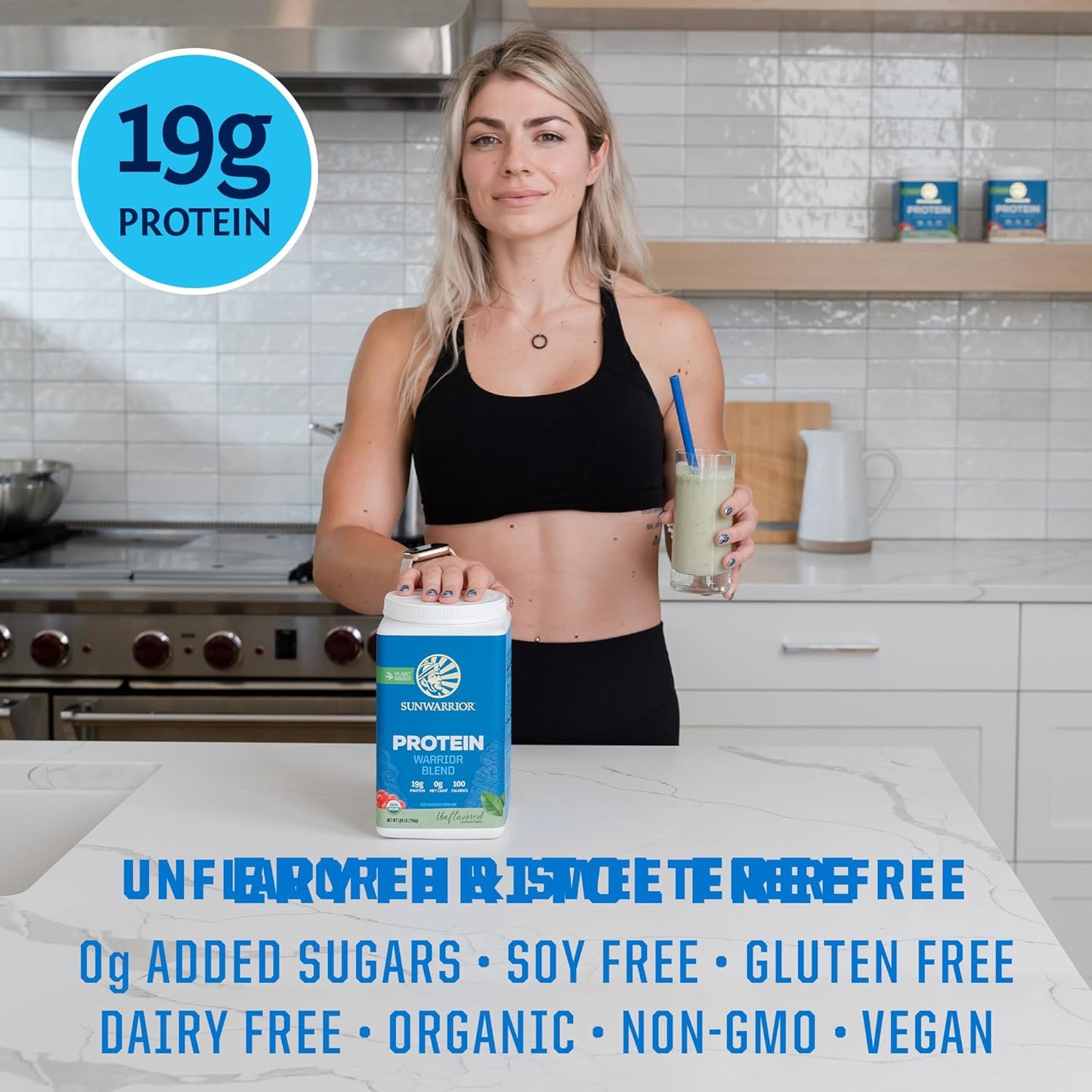 Vegan Organic Protein Powder Plant-Based | BCAA Amino Acids Hemp Seed Soy Free Dairy Free Gluten Free Synthetic Free NON-GMO | Unflavored 30 Servings | Warrior Blend by