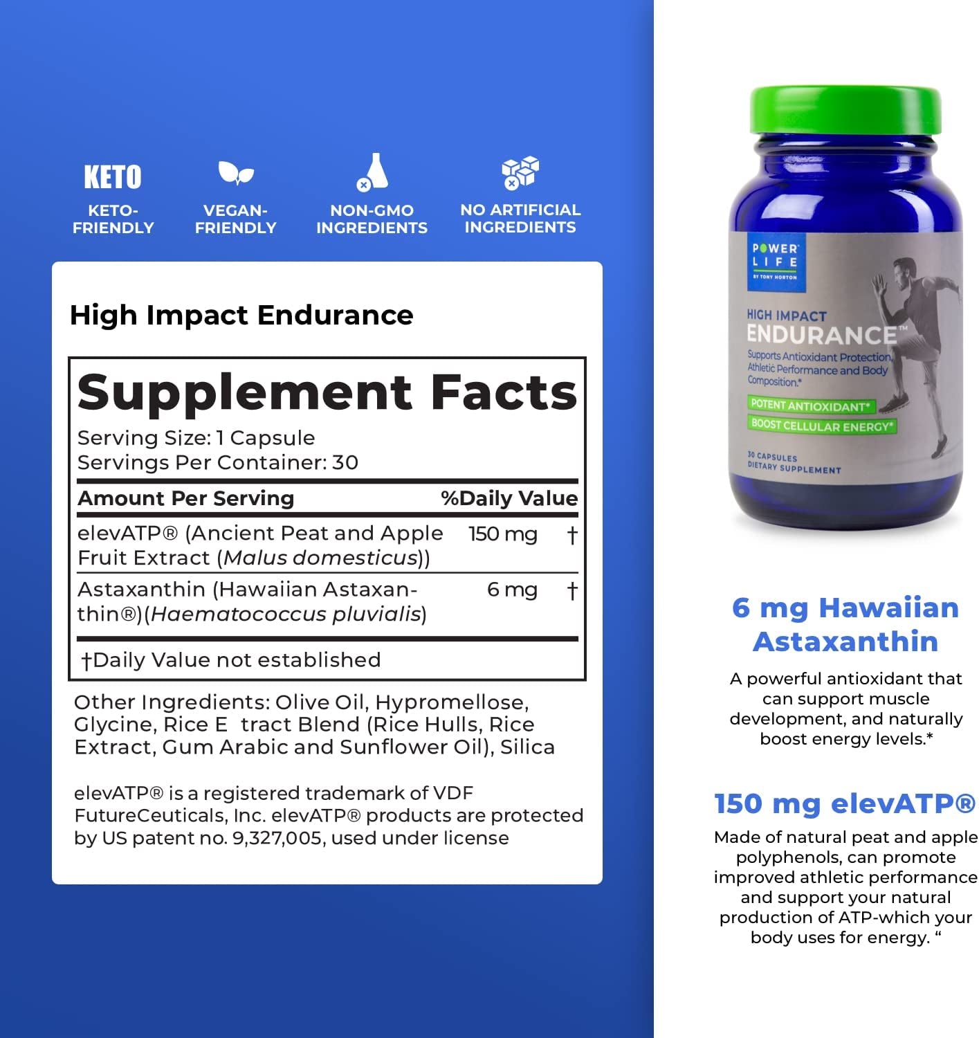 Tony Horton High Impact Endurance Astaxanthin and Elevatp Athletic Performance Support Supplement,Caplet