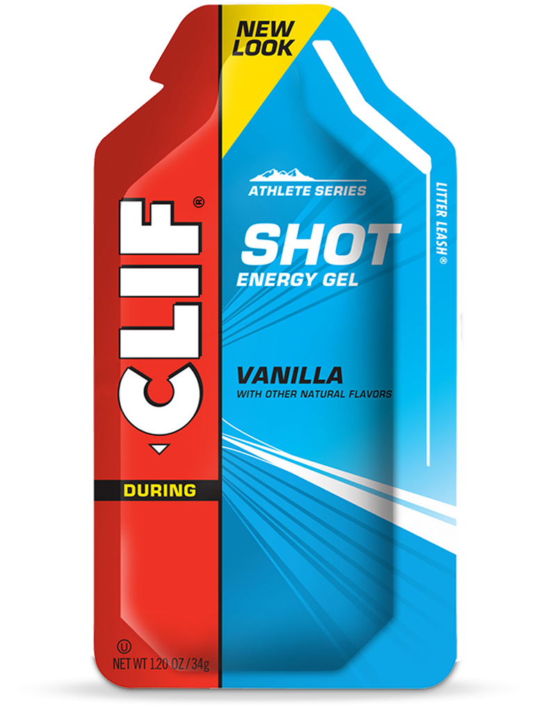 Six-pack of Clif Bar Clif Shot Gels and Turbo Shot energy gels, ideal for quick energy boosts during physical activity.