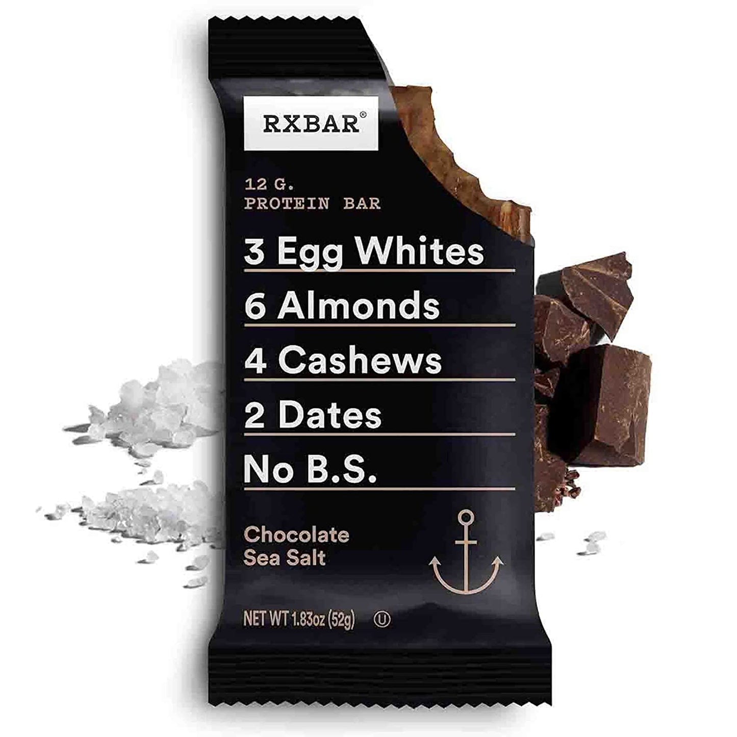 Protein Bars, Protein Snack, Snack Bars, Chocolate Sea Salt, 22Oz Box (12 Bars)
