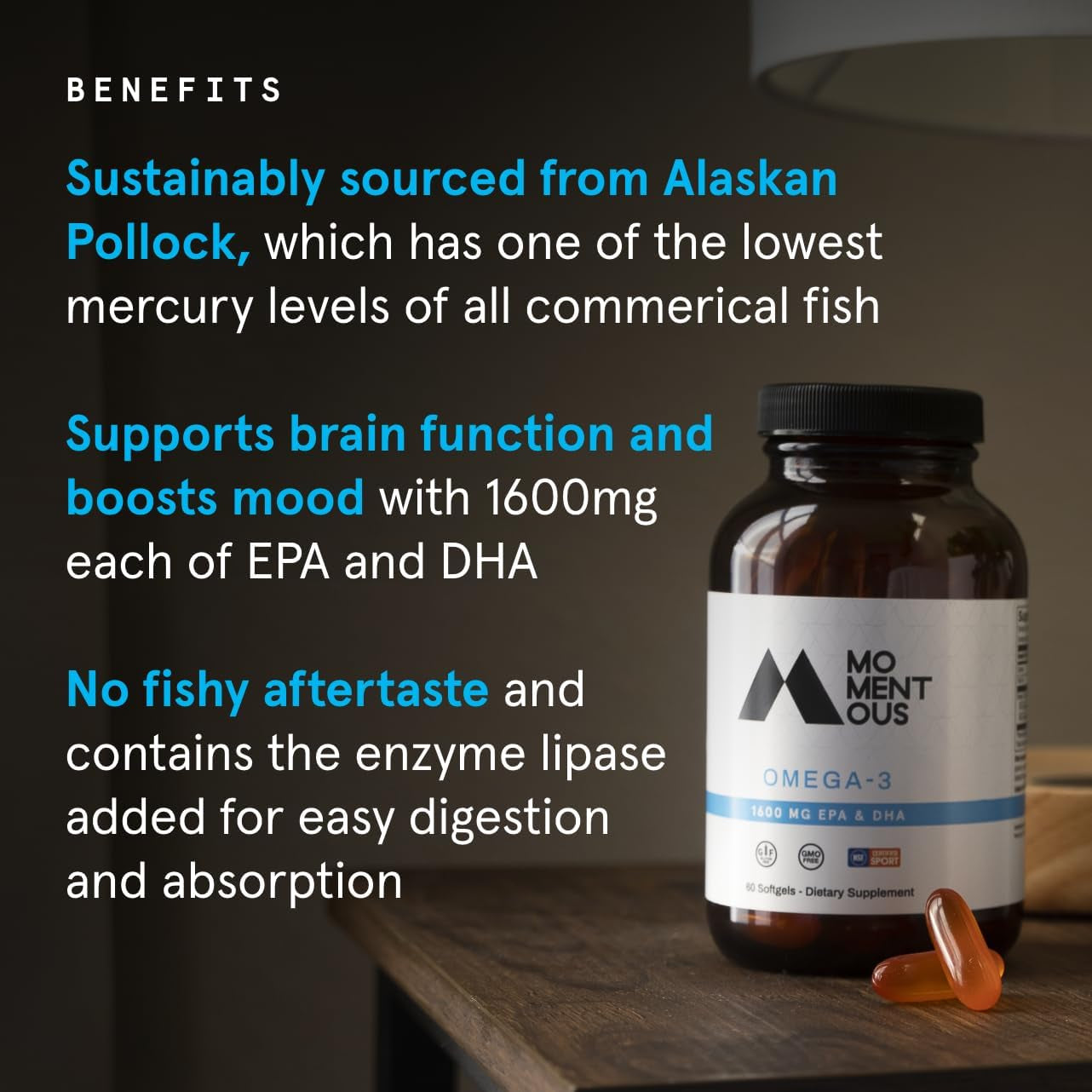 Omega-3 1600Mg Daily Fish Oil Supplement with EPA and DHA - NSF Certified for Sport