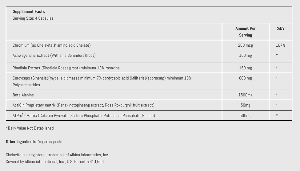 First Endurance OptygenHP endurance supplement bottle with label showing Ashwagandha Root for enhanced stamina and performance.