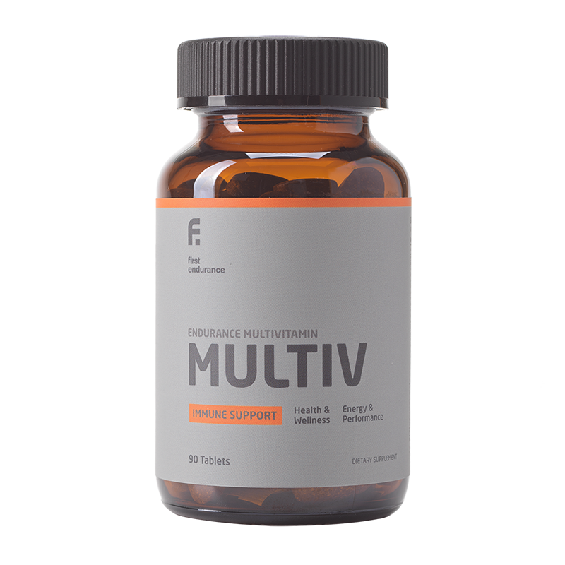 First Endurance Multi-V 90 tablets, premium multivitamin for daily nutritional support and wellness.