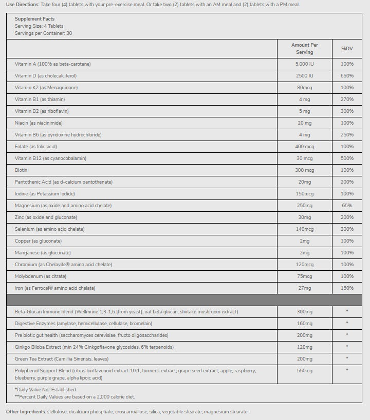 First Endurance MULTIV-PRO multivitamin capsules with ingredients for enhanced endurance and overall health.