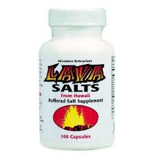 LAVA Sports LAVAsalts 100 electrolyte capsules in a clear bottle with label, designed for hydration and electrolyte replenishment.