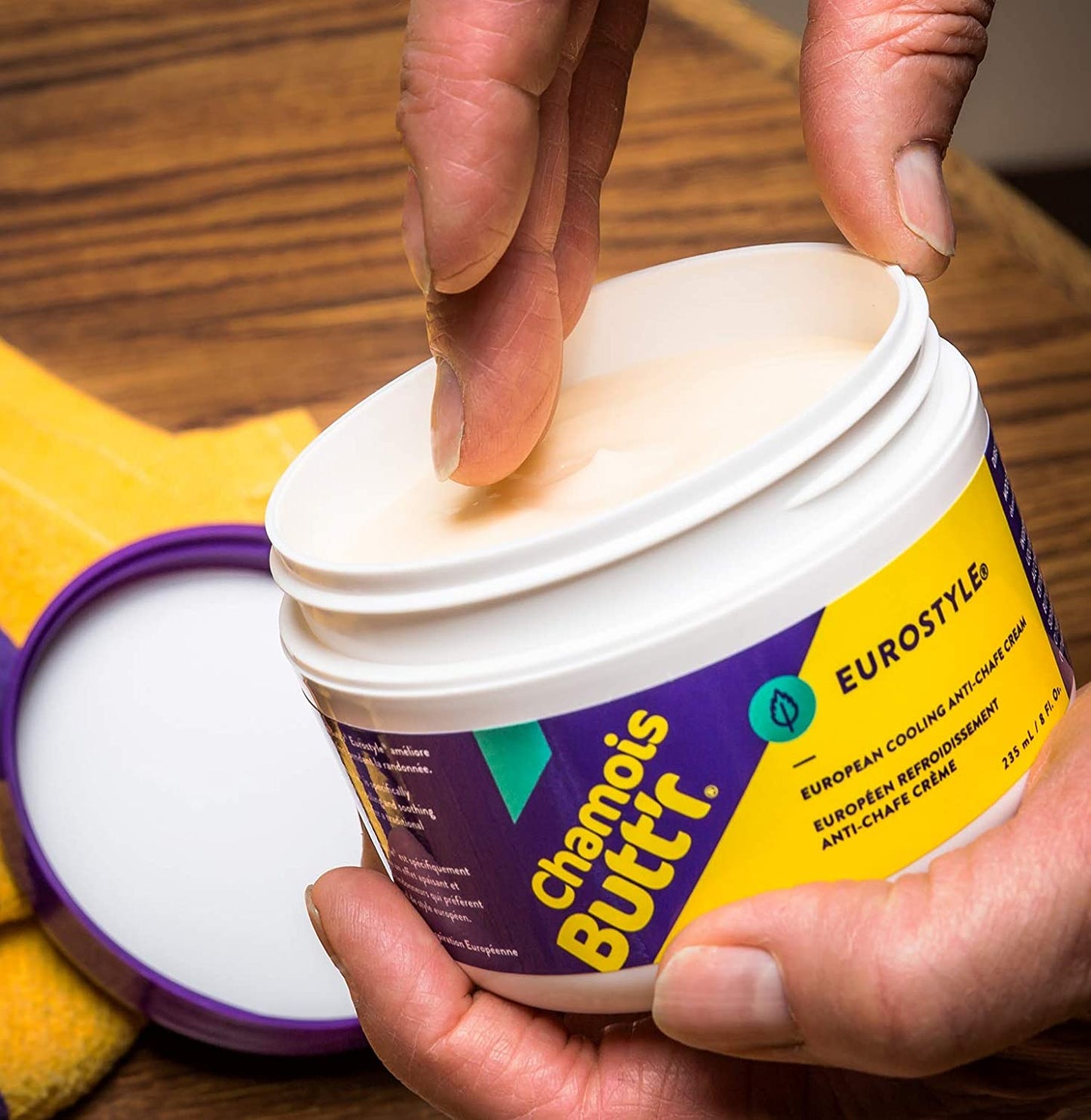 Eurostyle Anti-Chafe Cream in an 8-ounce jar by PROLINE SPORTS NUTRITION, showing the creamy product in a jar.