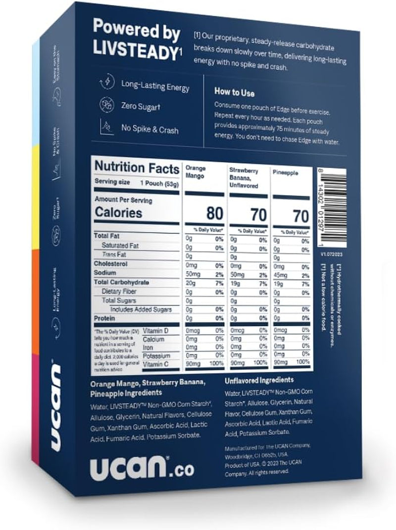 Proline Sports Nutrition Edge Energy Gel Shots Variety Pack with 12 sugar-free, vegan, keto-friendly 2-ounce packets for active fitness use.