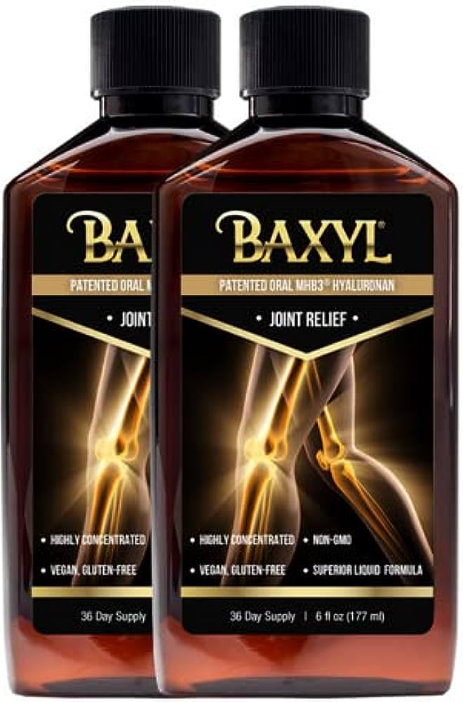 BAXYL - Liquid Hyaluronic Acid for Joint Relief Supplement (Vegan, Gluten-Free, Non-GMO, Patented Oral MHB3) | 6 Oz, 36 Day Supply