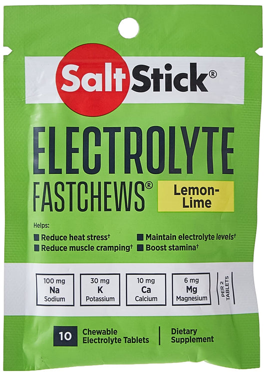 SaltStick Fastchew Electrolyte Replacement Tablets for Rehydration, Packet of 10 Tablets, Lemon Lime, 10 Count
