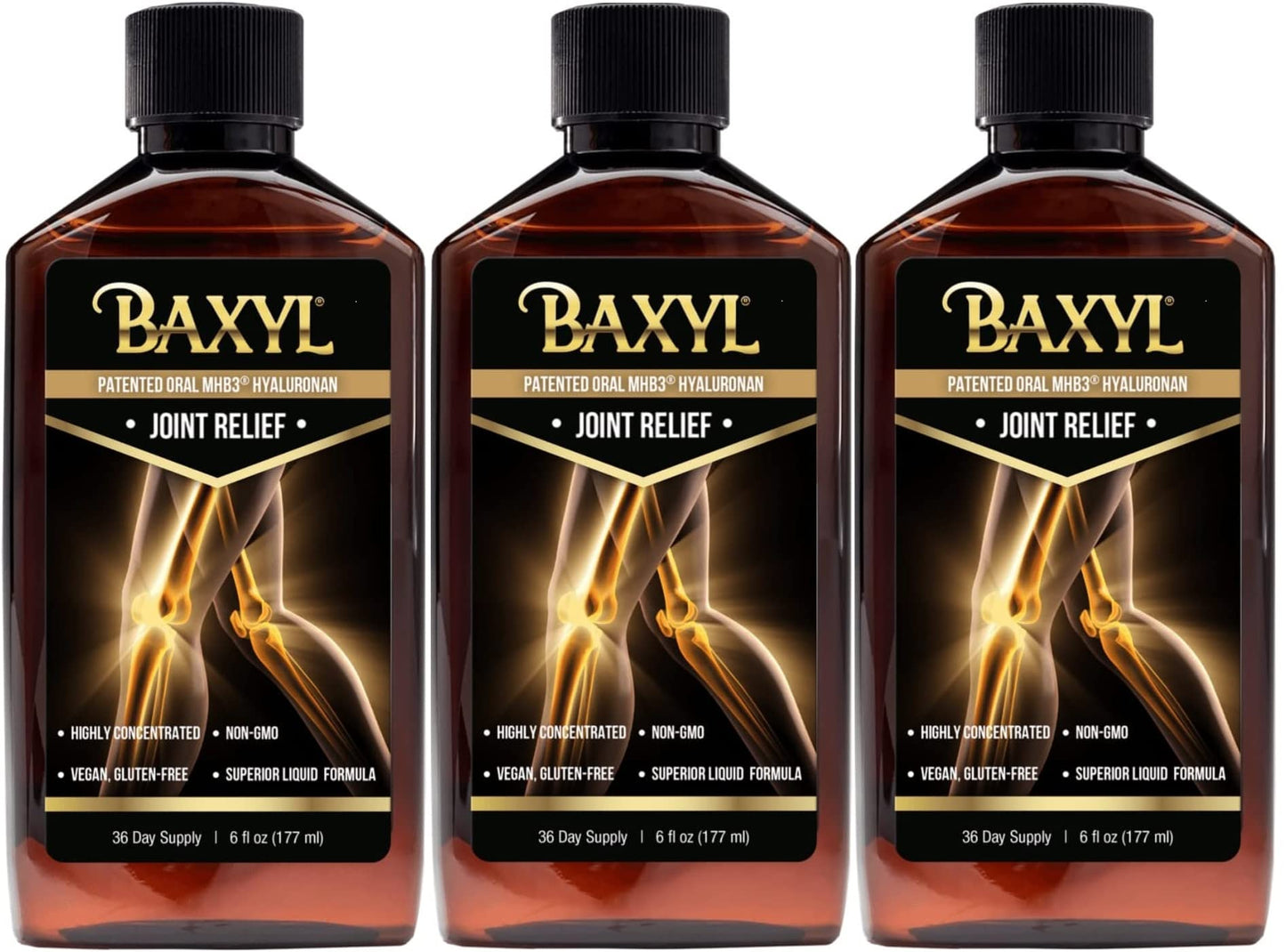 BAXYL - Liquid Hyaluronic Acid for Joint Relief Supplement (Vegan, Gluten-Free, Non-GMO, Patented Oral MHB3) | 6 Oz, 36 Day Supply