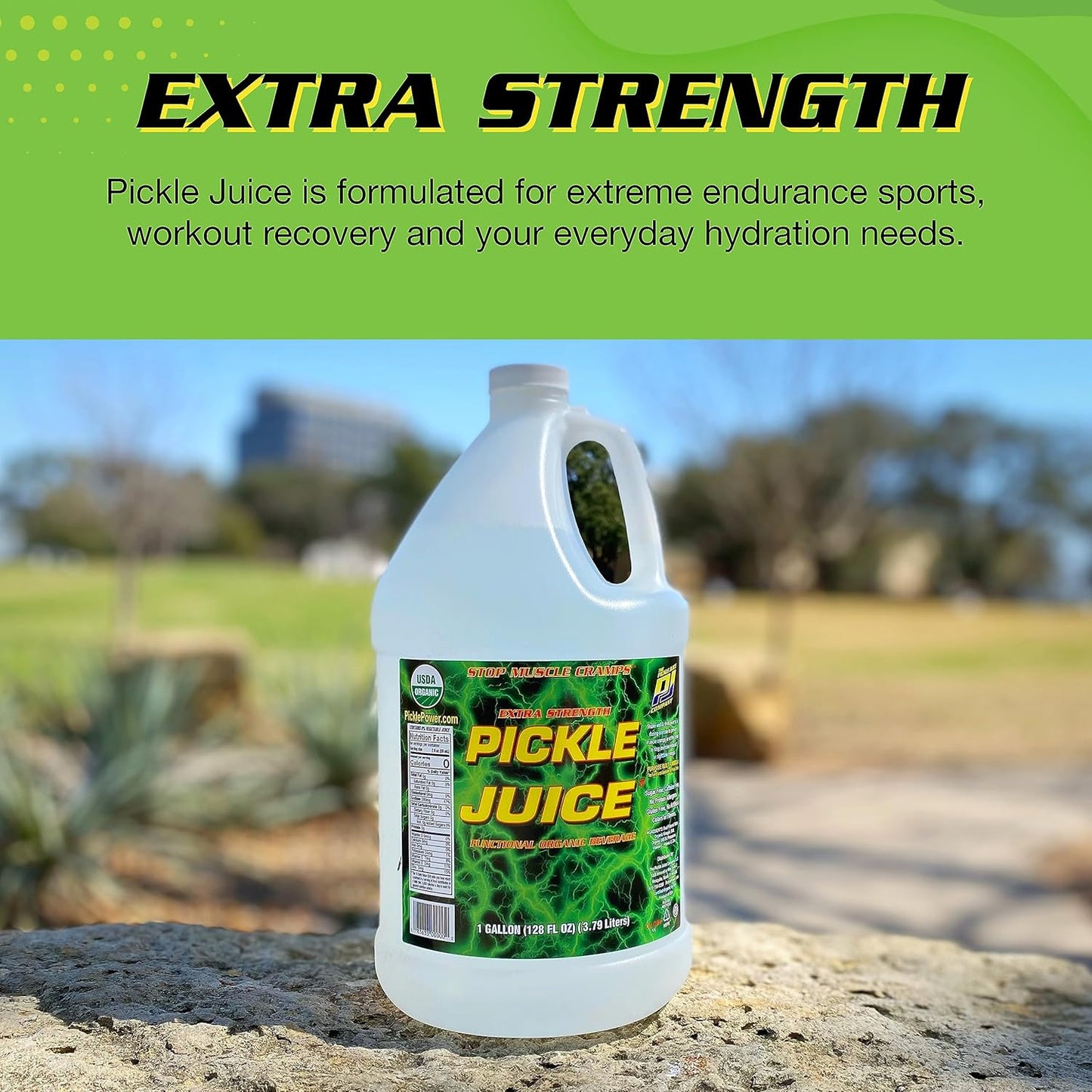 Pickle Juice Sports Drink, 1 Gallon, Extra Strength - Relieves Cramps Immediately - Electrolyte for Day & Night Time Leg Cramp Relief - 1 Gallon, Bulk Size