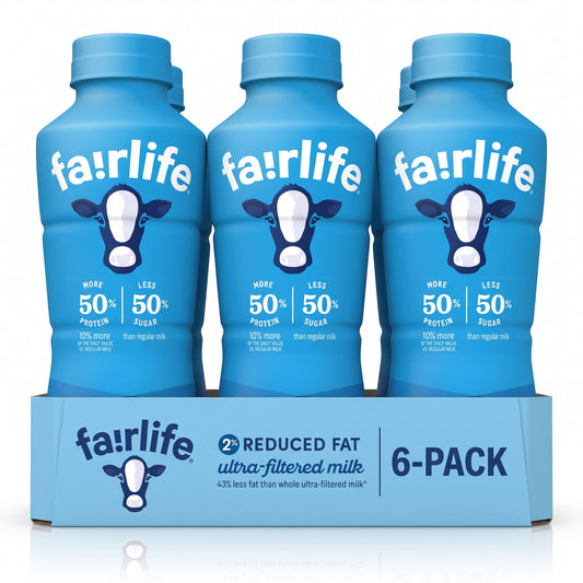 Fairlife UFM Milk 2% Reduced Fat Milk 6 Pack, 14 Fl Oz, Total 6 bottles (6 bottles plain)