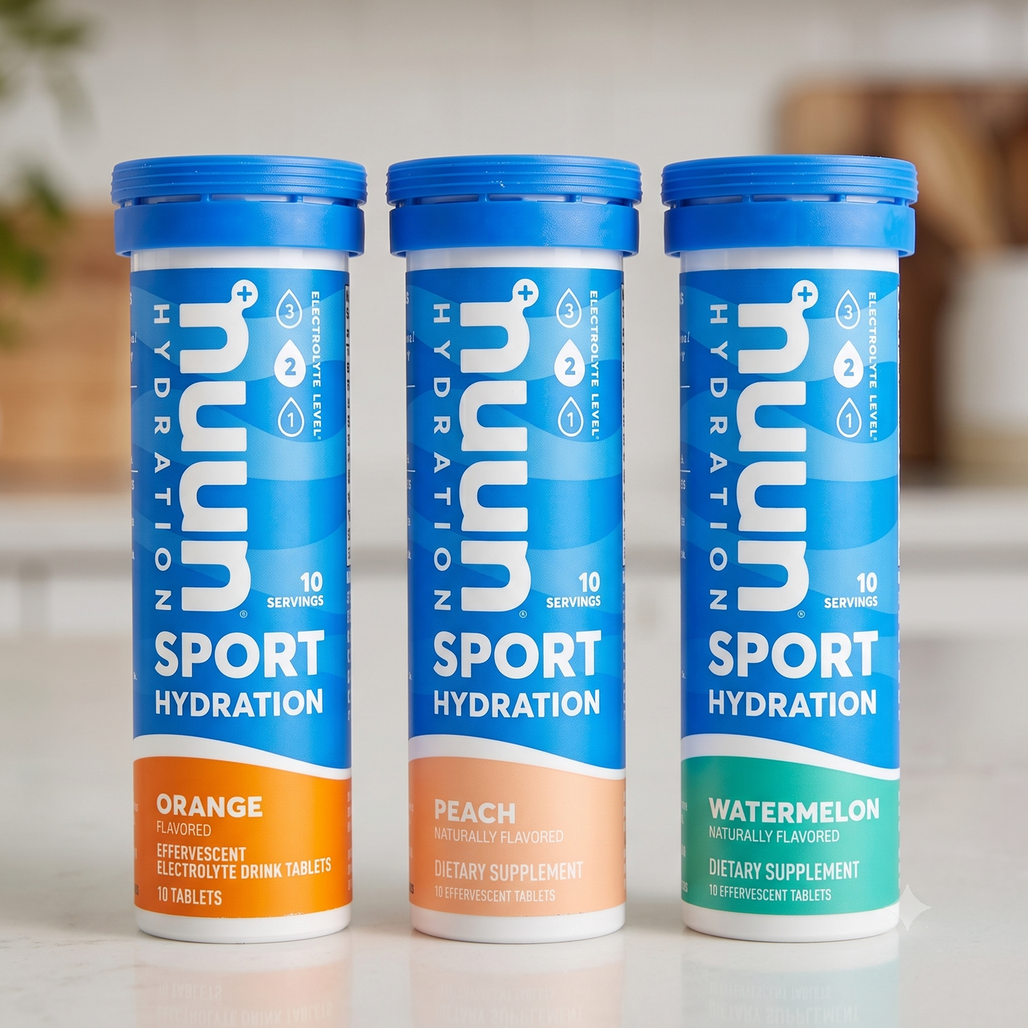 Nuun Sport Hydration Electrolyte Tablets - Flavor Combo 3-Pack (Peach, Watermelon, Orange)