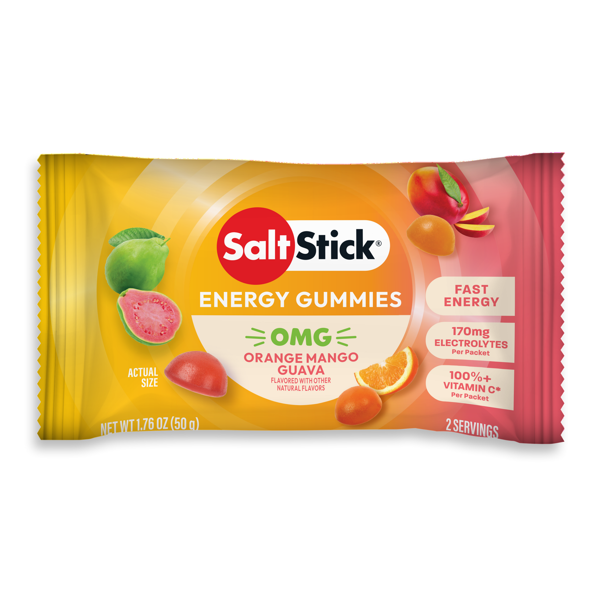 SaltStick Energy Gummies box showing 10-pack electrolyte and carbohydrate replacement chews for running and endurance sports.