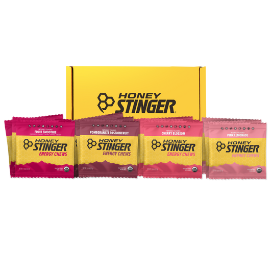 Honey Stinger Organic Energy Chew Variety Pack | 3 Pack Each of Fruit Smoothie, Pomegranate Passionfruit, Pink Lemonade and Cherry Blossom | Gluten Free & Caffeine Free | Sports Nutrition for All Exercises