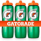 Three Gatorade premium 32oz contour-style squeeze water bottles, durable and ergonomic sports accessories in a pack.