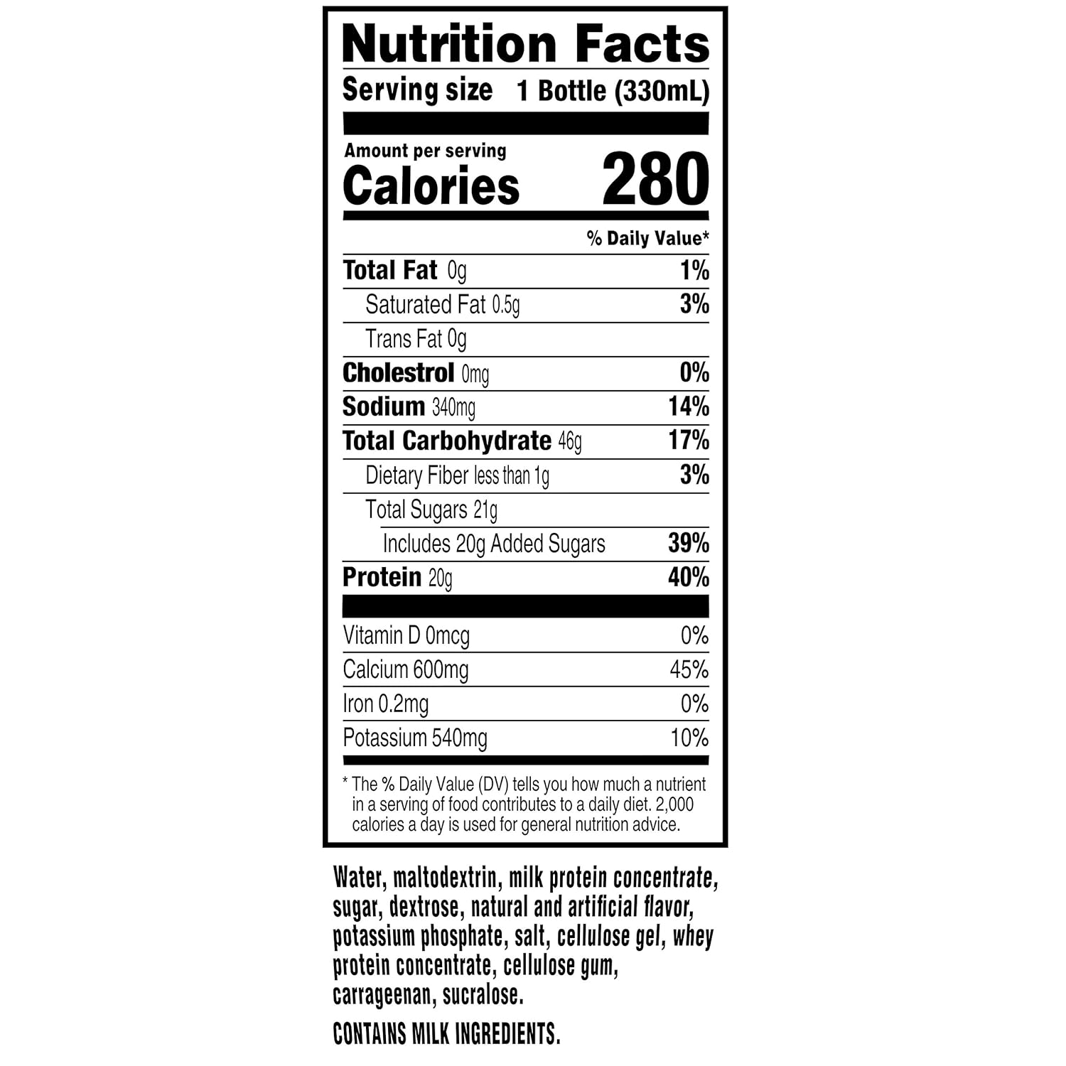 Gatorade Recover Protein Shake in Vanilla flavor, 20g protein, 11.6 fl oz plastic bottle, pack of 12 on a white background.