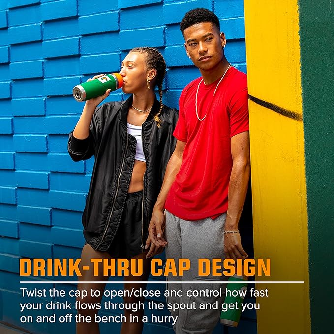Gatorade stainless steel 26oz sports bottle with double-wall insulation, featuring a sleek design and sports cap for hydration.