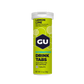 GU Energy electrolyte drink tablets in a tube, 4-count packaging, ideal for hydration and replenishing electrolytes.