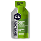 Box of 24 GU Roctane Ultra Endurance Energy Gels in 1.1oz packs, designed for sustained energy during long workouts.