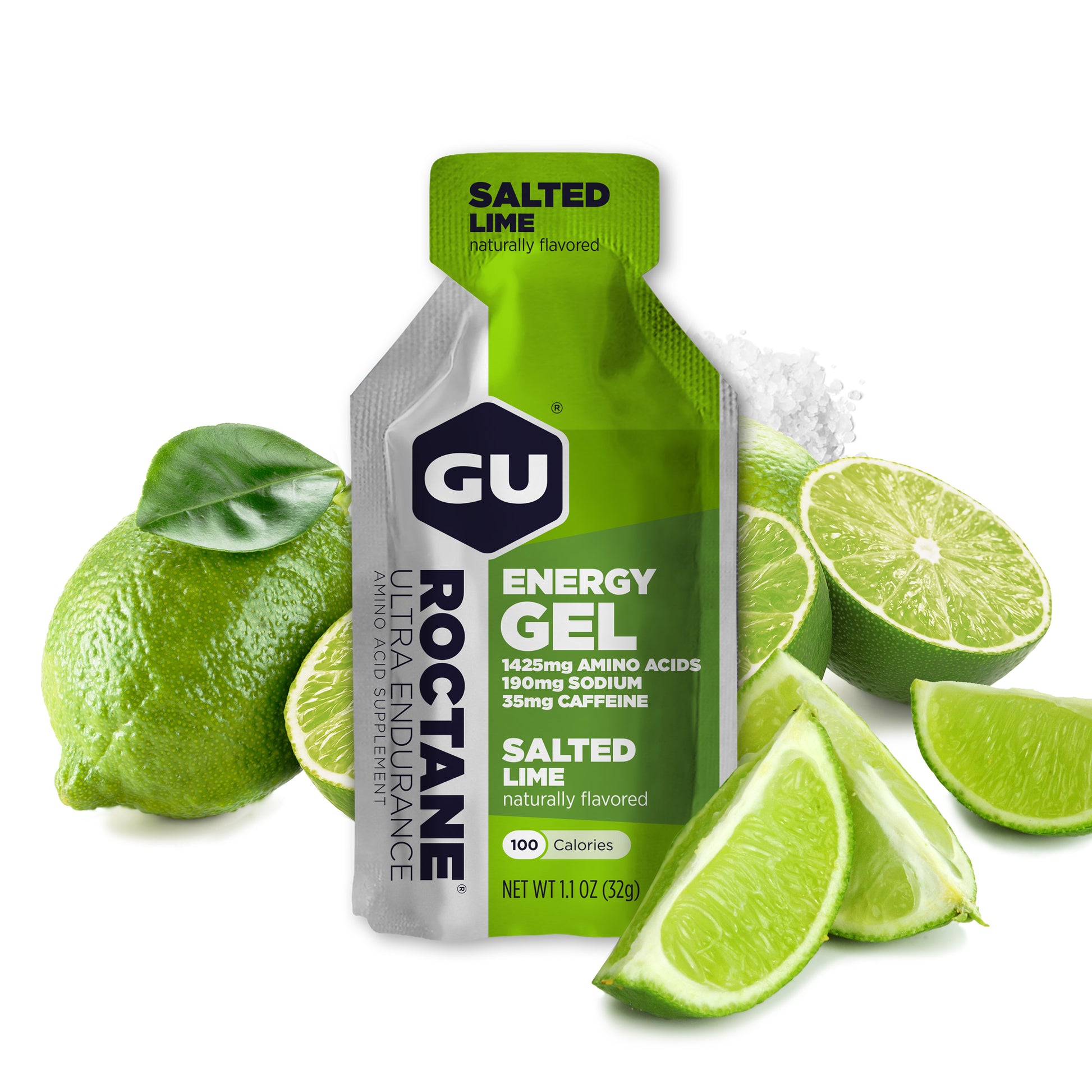 Box of 24 GU Energy Roctane Ultra Endurance Energy Gels in 1.1oz packs, ideal for long-distance endurance sports.
