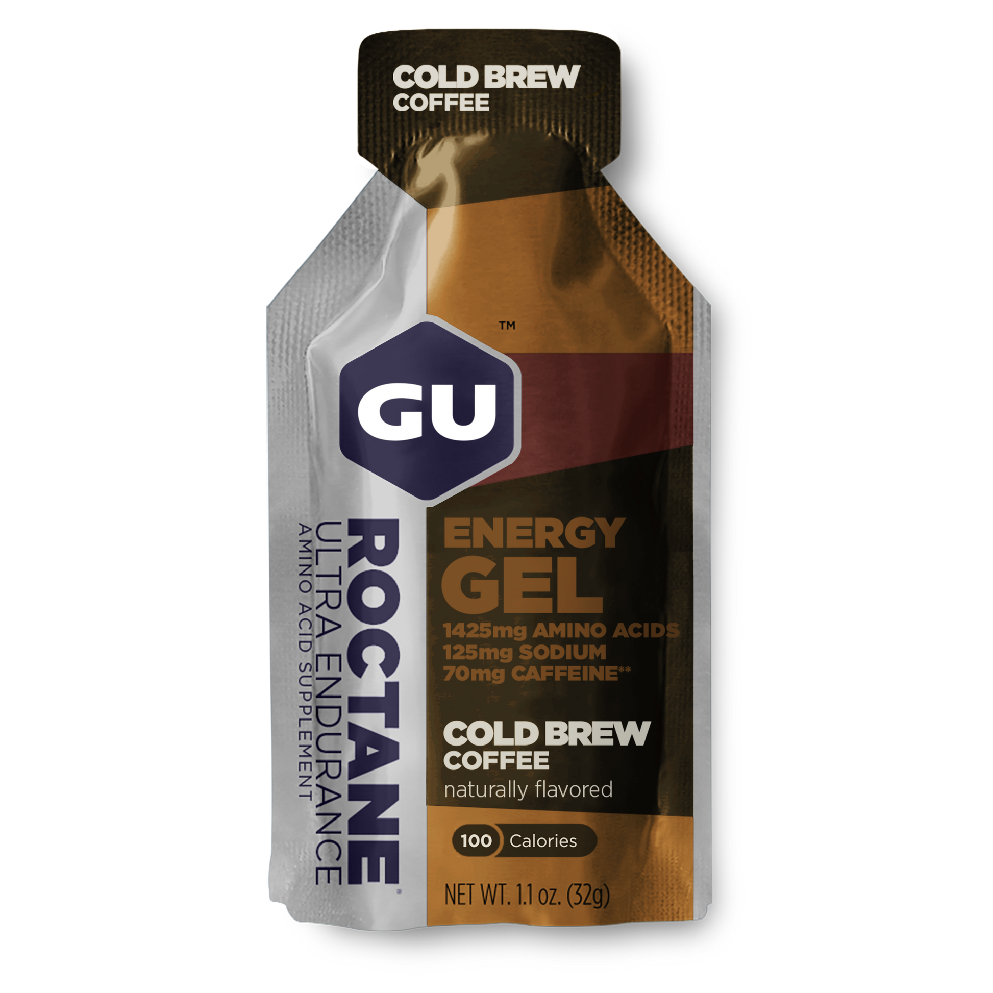 Box of 24 GU Roctane Ultra Endurance Energy Gels in 1.1oz packs, designed for sustained athletic performance and energy.