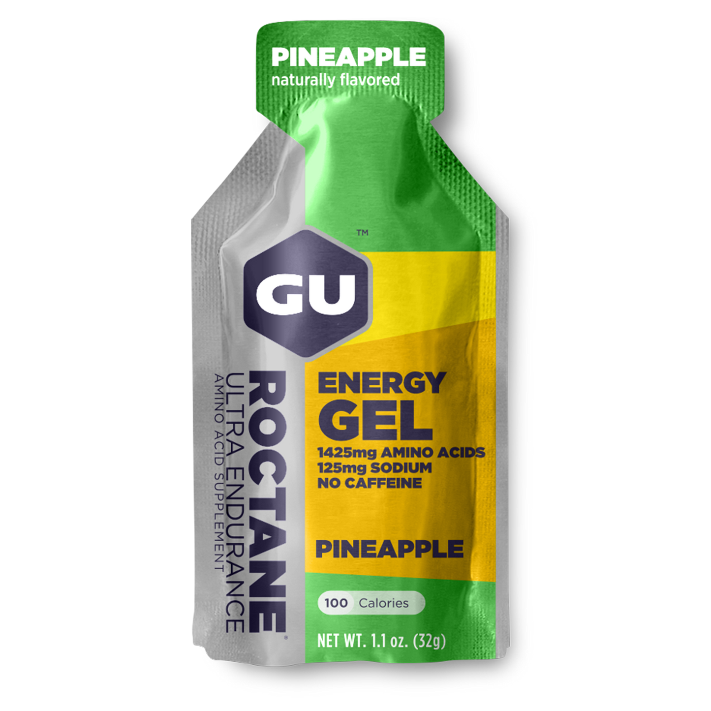 GU Energy Roctane Endurance Energy Gel pack showing individual gel packets in a 24-pack box for athletes and endurance sports.