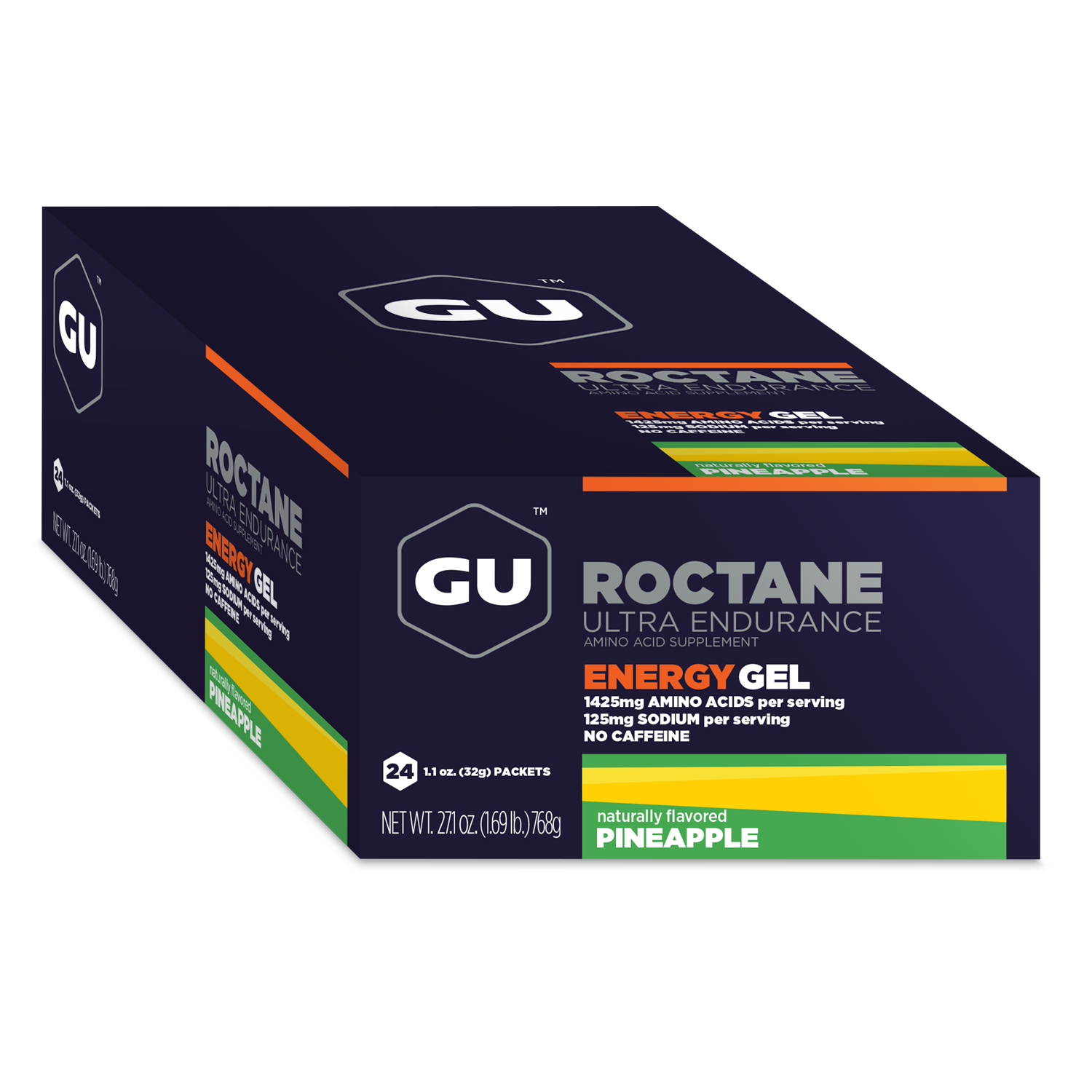 GU Energy Roctane Ultra Endurance Energy Gel packets, vegan, gluten-free, kosher, dairy-free sports nutrition for running and biking.