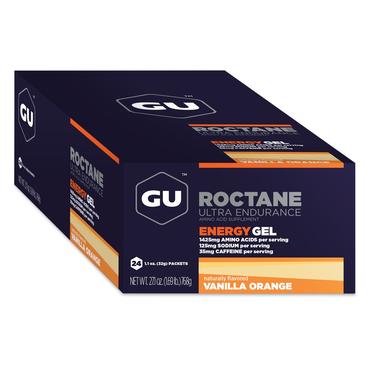 GU Energy Roctane Ultra Endurance Energy Gel, vegan and gluten-free, 24-pack of on-the-go sports nutrition for running and biking.