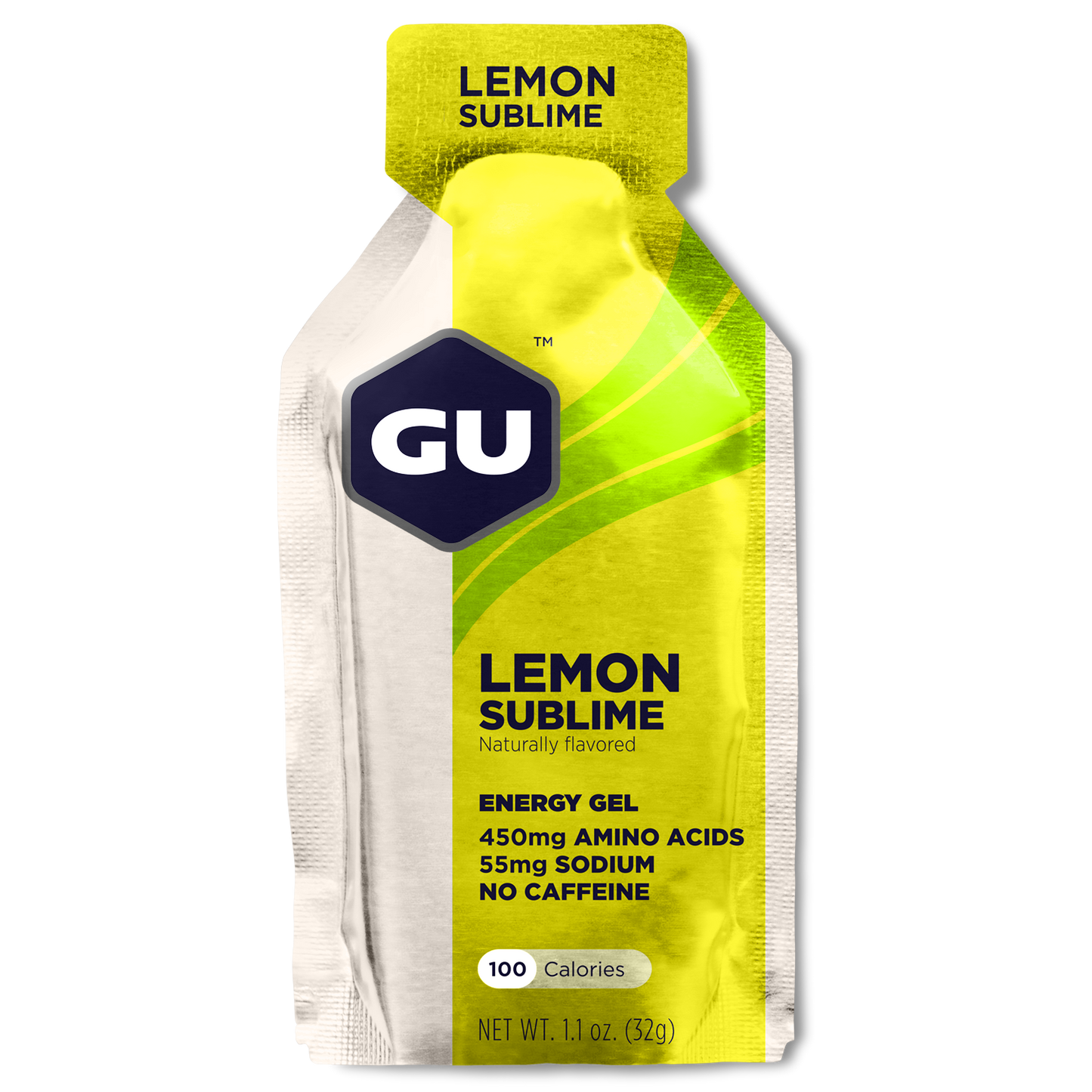 GU Energy Original Sports Nutrition Energy Gel in Lemon Sublime flavor, 24-count package with individual gel packets.