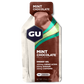 GU Energy Labs Original Sports Nutrition Energy Gel in Mint Chocolate flavor, single pack view, 24-count box.